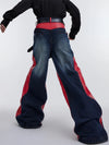 Metro Red Mosaic Relaxed Bell Leg Denim