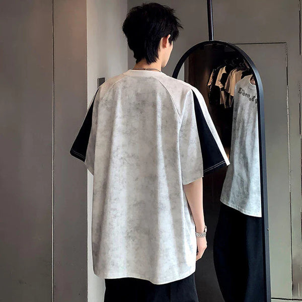 Colorful Contrast Short Sleeve Warm-Season T-Shirt alternatif görünüm