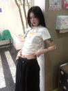 Washed-Out Sundaze Love Pattern Print T-Shirt