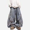 Minimalist Elastic Waist Pintuck Bell Leg Denim