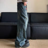 Classic Seoul Letter Printed Bell Leg Denim