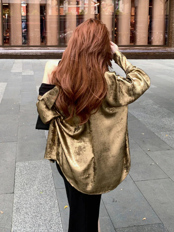 Gilded Tone Classic Long Sleeve Blouse alternatif görünüm