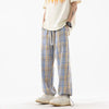 Plaid Pull-Cord Wide-Leg
