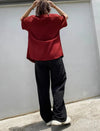 Waffle Knit Retro Lapel Short Shirt