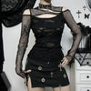 Noir Shadow-Print Frayed Fishnet Mosaic T-Shirt