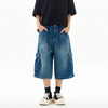 Faded Easy Cut High Street Utility Denim Shorts