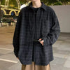 Mens Corduroy Plaid Hip Hop Retro Top