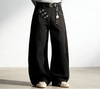 Unisex Black Easy Cut Bell Leg Denim