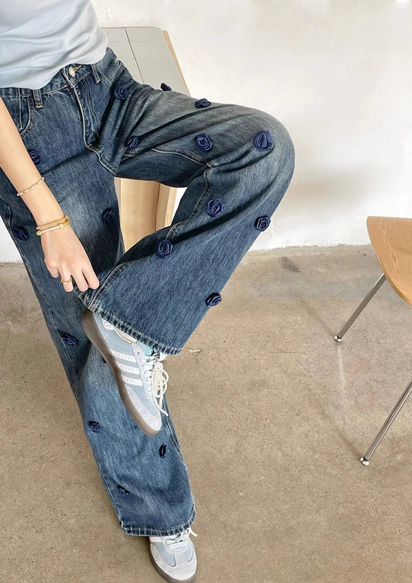Wardrobe Staple Botanical High-Rise Bell Leg Denim