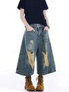 Western Baskılı Jean Şort, yakın çekim — Navra Wear