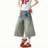 Metro Sleek Mosaic Wide Leg Denim Shorts
