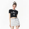 Time-Worn Freedom-State Letter Print Midriff T-Shirt