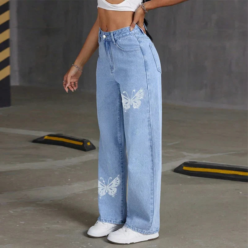2000s Butterfly Diamond Classic Leg Denim