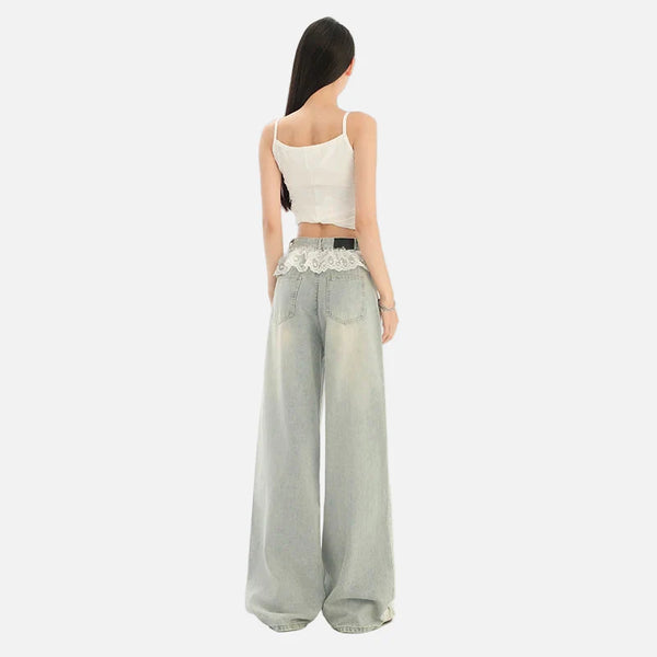 Classic Comfortable Tie-Edged High Waisted Denim alternatif görünüm