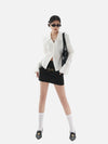 Crisp White Poplin Flared Cuff Blouse