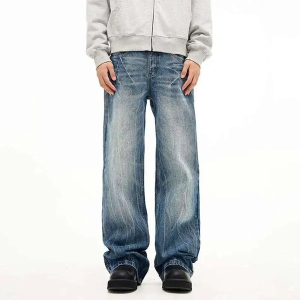 Lightning Pattern Bell Leg Denim Trousers alternatif görünüm