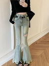 Women High-Rise Tassel Denim Bell Denim