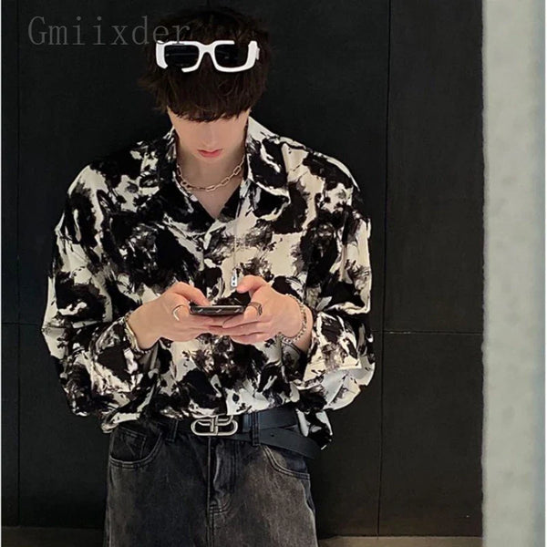 Ink Wash K-Style Dark Casual Long Top alternatif görünüm