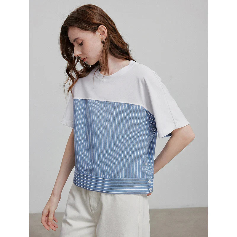 Sharp-Cut Floral Print Short Sleeve T-Shirt