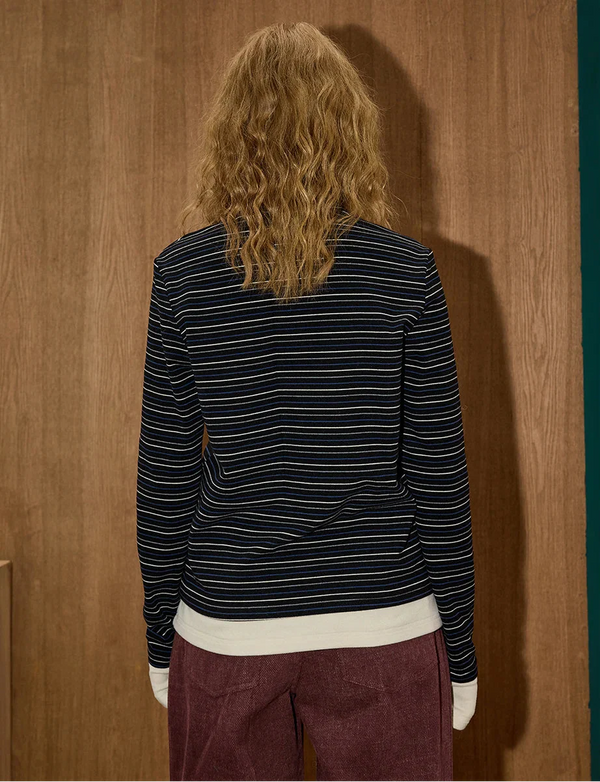 Cozy Winter Stripe Mosaic Long Sleeve T-Shirt alternatif görünüm
