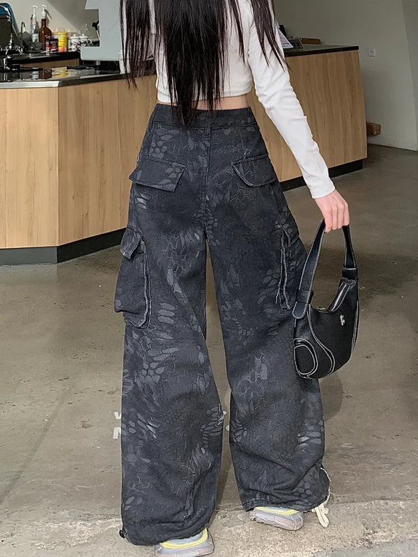 2000s Black Cyber Utility Denim alternatif görünüm