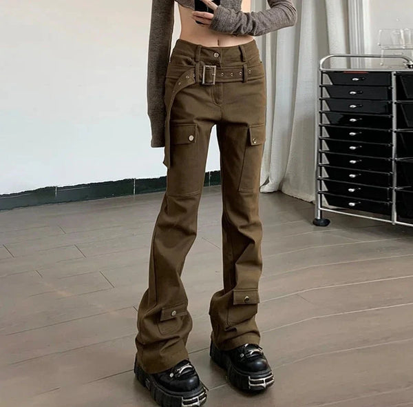 Vintage Brown Cargo Trousers alternatif görünüm