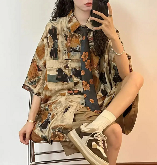 HK Bloom Retro Woven Shirt alternatif görünüm