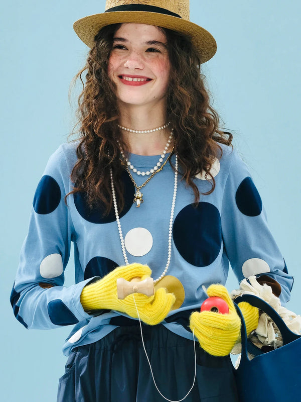 Dot Polka Blue Soft Long Sleeve T-Shirt