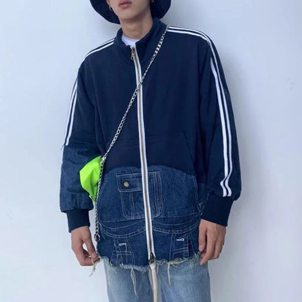Premium Striped Tassel Relaxed Denim Jacket alternatif görünüm