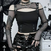 Midnight Shadow-Print Fishnet Fragment Underground T-Shirt