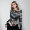 Long Mesh Lace Irregular Irrabeezt T-Shirt