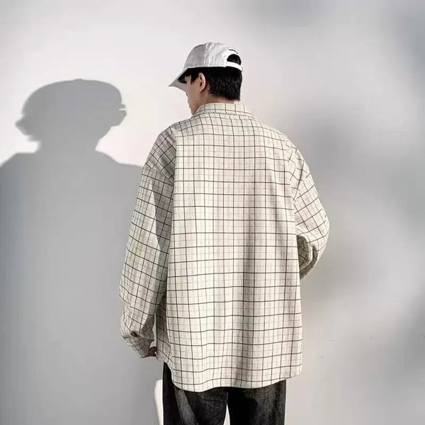 Mens Corduroy Plaid Hip Hop Retro Top alternatif görünüm