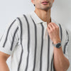 Men's Premium-Touch Line-Pattern Weekend Business Sport-Collar T-Shirt
