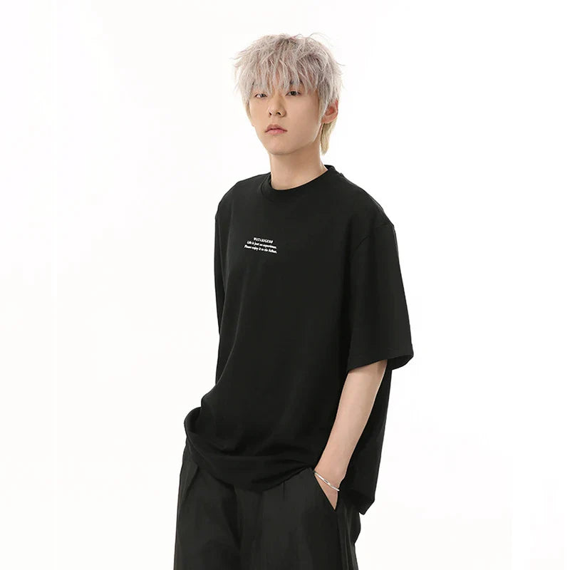 Hallyu Style Letter Print Round T-Shirt