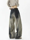 Blue Relaxed High Waisted Wide Legg Denim
