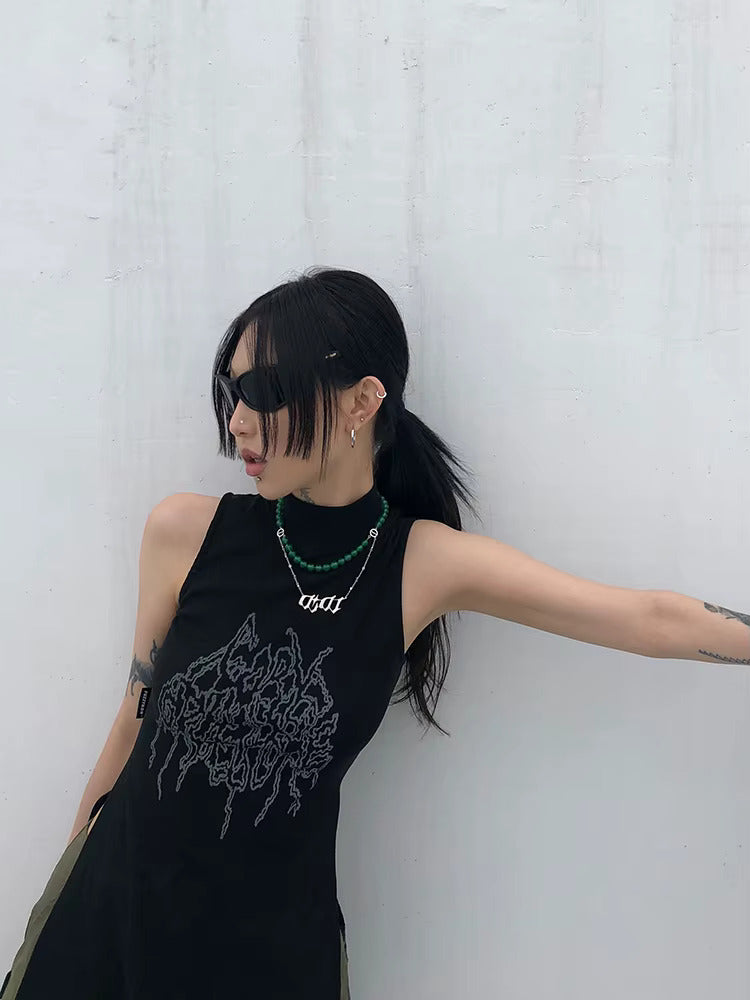 Black Noir-Edge Tank Cyber Millennium Top