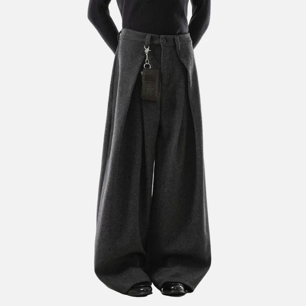 Creased Wool Palazzo Trousers alternatif görünüm