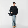 Yıkanmış Bisiklet Yaka Sweatshirt, yakın çekim — Navra Wear