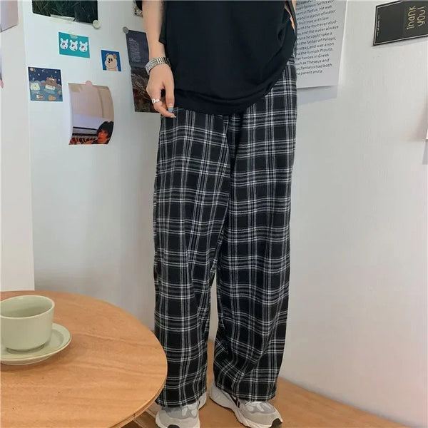 Plaid Pattern Wide-Leg