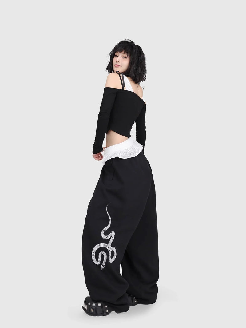 Snake Lace Hip Trousers