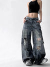 2000s Metro High-Rise Bell Leg Torn Denim