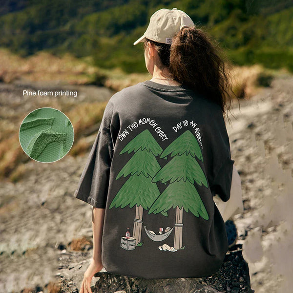 Oversize Print Tree Pine Heavyweight T-Shirt alternatif görünüm