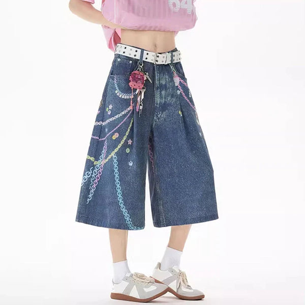 Stylish Relaxed Straight Cropped Denim Shorts