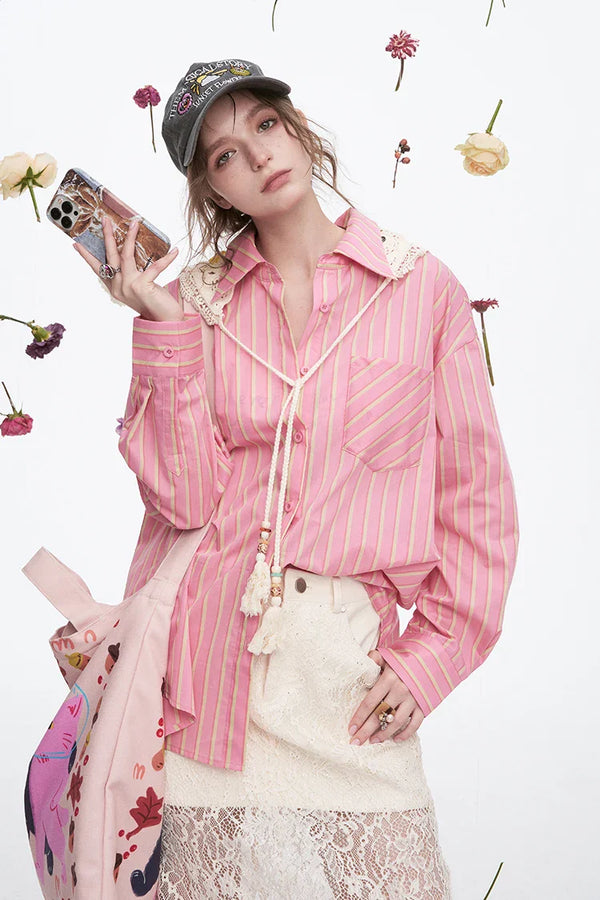 Serotonin Stripe Long Sleeve Knit Top alternatif görünüm