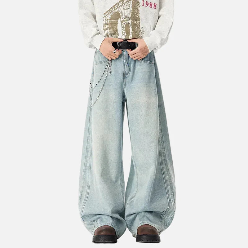 2000s Light Blue Torn Relaxed Bell Leg Denim