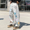 Bell Leg Flow Lightning Graphic Printed Denim