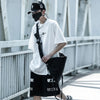 Geometric Print Techwear Rebel-Cut Style T-Shirt