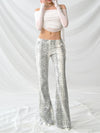 Wide Leg Patchwork Pantolon, kombin görünüm — Navra Wear