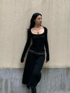 Yedinas Obsidian Black Sheer Long T-Shirt