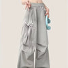 Gray Elastic Cargo Trousers